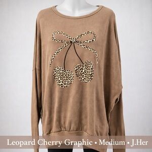 J.Her Leopard Cherry Graphic Sweatshirt - Brown